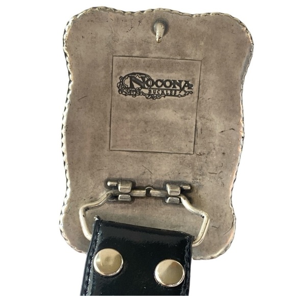 NOCONA ANTIQUE METAL RHINESTONE STEERHEAD BUCKLE/LEATHER BELT COASTAL COWGIRL L - Picture 8 of 16